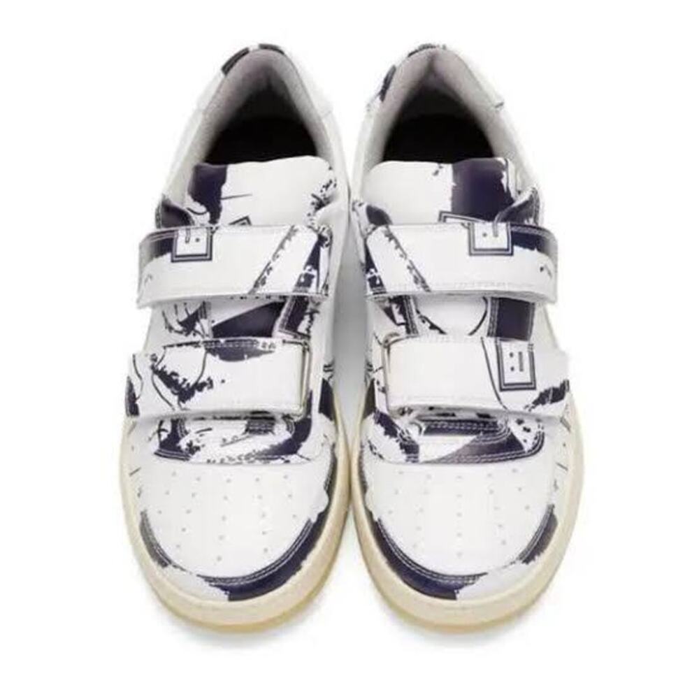 Acne Studios White Black Printed Velcro Strap Sneakers